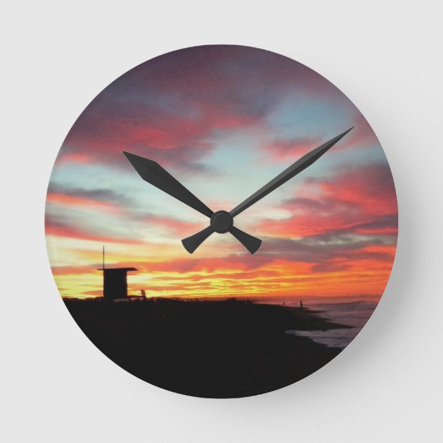 Reloj Redondo Mediano Sunrise at Newport Beach, CA (Anverso)