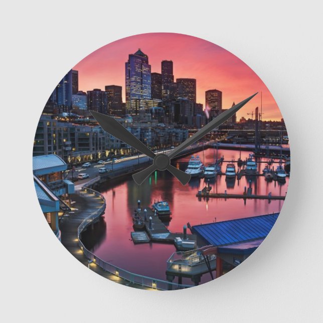 Reloj Redondo Mediano Sunrise at pier 66 looking down on bell harbor (Anverso)