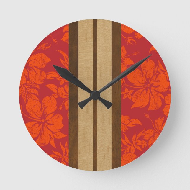 Reloj Redondo Mediano Sunset Beach Surfboard Hawaii Wall Clocks (Anverso)
