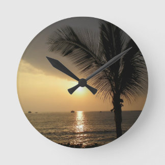 Reloj Redondo Mediano Sunset de Hawái Island Ocean