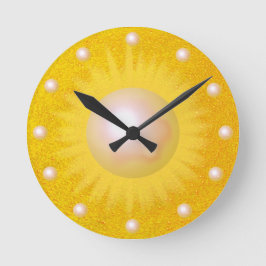Reloj Redondo Mediano Sunshine Sun Golden Yellow Sunny Bright