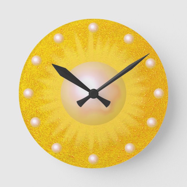 Reloj Redondo Mediano Sunshine Sun Golden Yellow Sunny Bright (Anverso)