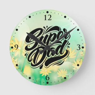 Reloj Redondo Mediano Super Dad Hero Tipografía Diseño-67888