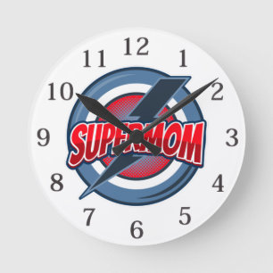 Reloj Redondo Mediano Supermamá Día de la Madre