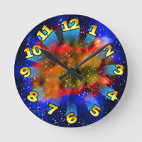 Supernova colorida con números volantes