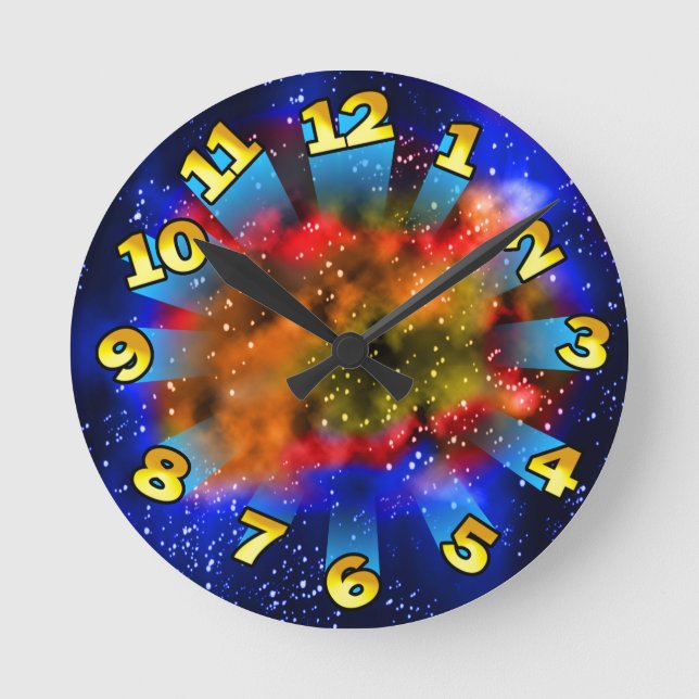 Reloj Redondo Mediano Supernova colorida con números volantes (Anverso)