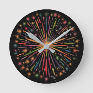 Reloj Redondo Mediano Supernova - Estrellas arcoiris Galaxia Retro Negro