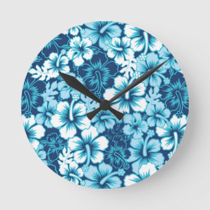 Reloj Redondo Mediano Surf Floral Hibiscus Pattern