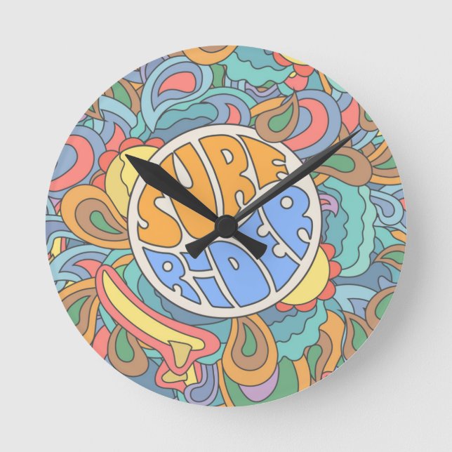Reloj Redondo Mediano Surf Rider Pattern (Anverso)