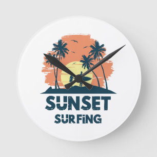 Reloj Redondo Mediano Surfing - Surfing al atardecer