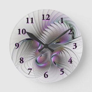 Reloj Redondo Mediano Surreal Shy Beauty Moderno Resumen Arte Fractal