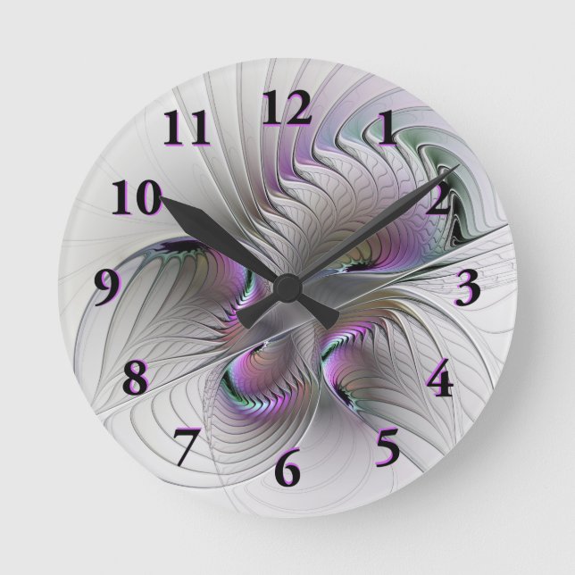 Reloj Redondo Mediano Surreal Shy Beauty Moderno Resumen Arte Fractal (Anverso)