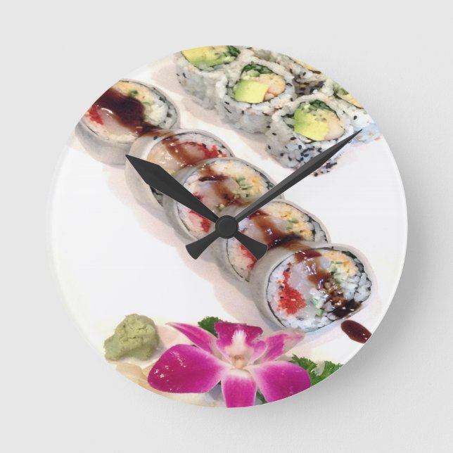 Reloj Redondo Mediano Sushi California Rolls (Anverso)