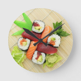 Reloj Redondo Mediano Sushi Japonés Delicioso Comida Asiática Sabroso