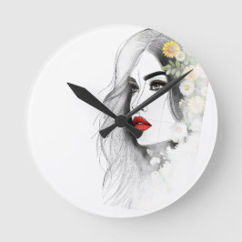 Reloj Redondo Mediano Susurros de la naturaleza - Belleza femenina en fl