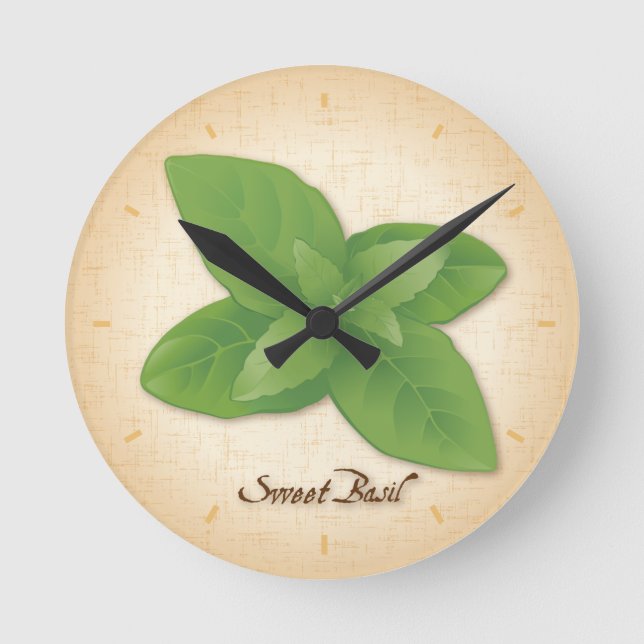 Reloj Redondo Mediano Sweet Basil Herb (Anverso)