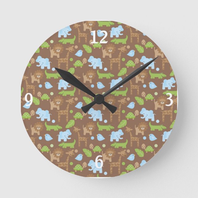 Reloj Redondo Mediano Sweet Safari Jungle Animals Nursery Clock (Anverso)