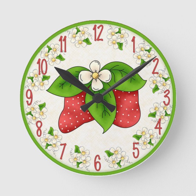 Reloj Redondo Mediano Sweet Strawberries Wall Clock (Anverso)