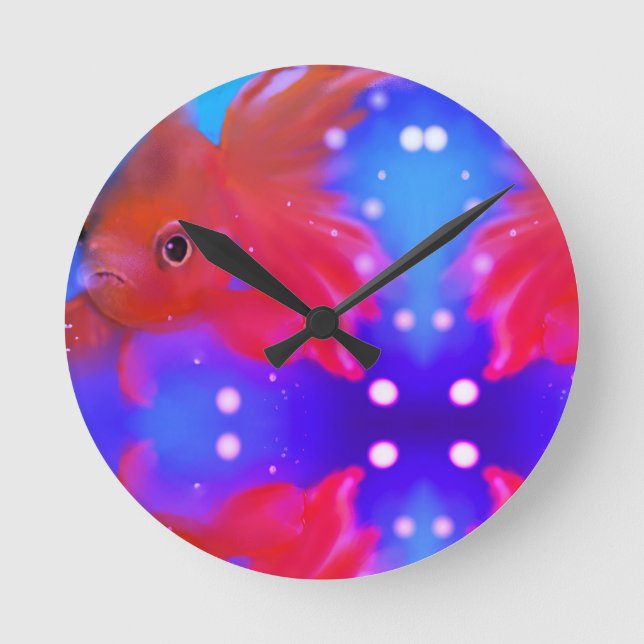 Reloj Redondo Mediano Swimming Fish (Anverso)