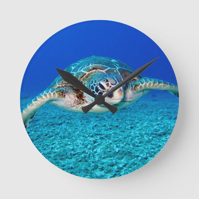 Reloj Redondo Mediano Swimming Sea Turtle (Anverso)