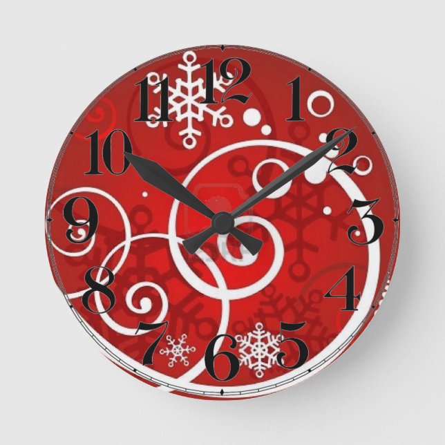Reloj Redondo Mediano Swirling Snow Holiday Clock (Anverso)