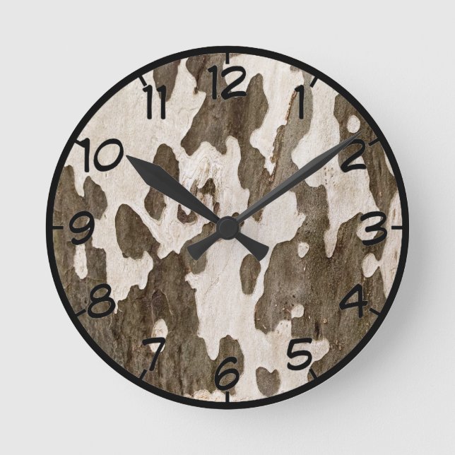 Reloj Redondo Mediano Sycamore Bark (Anverso)