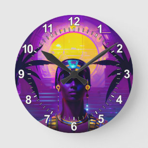 Reloj Redondo Mediano Synthwave Pharaoh