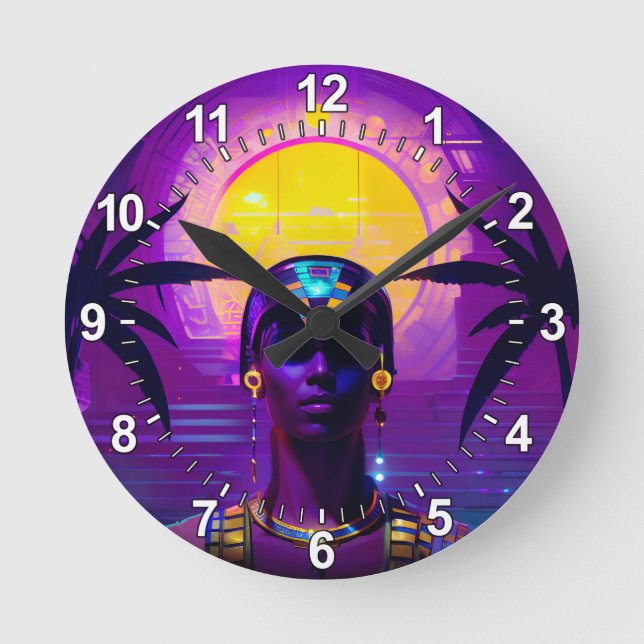 Reloj Redondo Mediano Synthwave Pharaoh (Anverso)