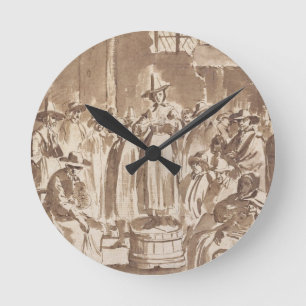Reloj Redondo Mediano T34029 una reunión de oración del Quaker (pluma