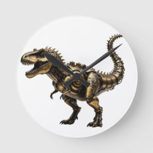 Reloj Redondo Mediano T-Rex Mech Steampunk – Bestia Dino de Latón