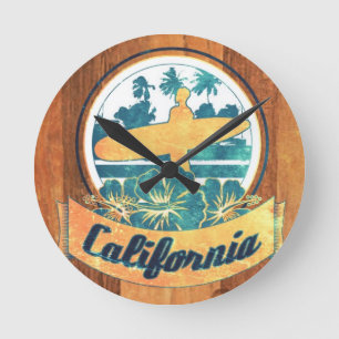 Reloj Redondo Mediano Tabla hawaiana de California