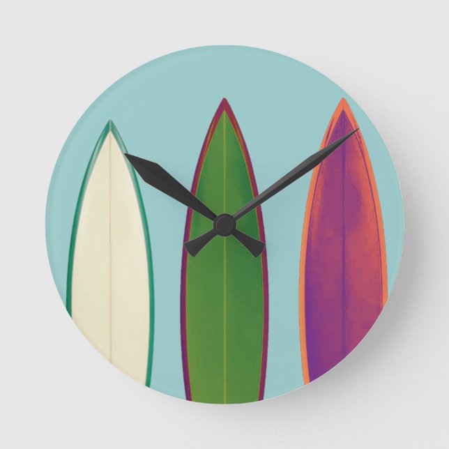 Reloj Redondo Mediano tablas de surf ~ estilo surf (Anverso)