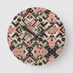 Reloj Redondo Mediano Tablero de Circuito Abstracto - Retro Moderno de M