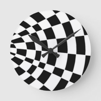 Reloj Redondo Mediano Tablero de verificación negro y blanco