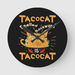 Reloj Redondo Mediano Tacocat al revés Cinco de Mayo Taco