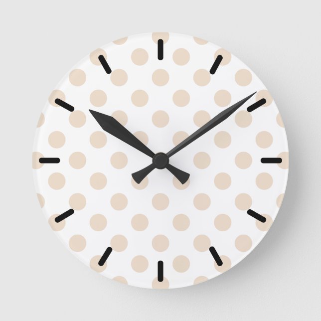 Reloj Redondo Mediano Tan polka puntos (Anverso)