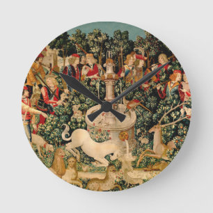 Reloj Redondo Mediano Tapices del Unicornio Encontrado Leyenda Mito Arte