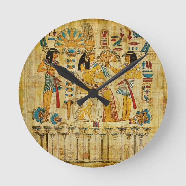 Reloj Redondo Mediano Tapiz del Antiguo Egipto, Heirogliphics (Anverso)
