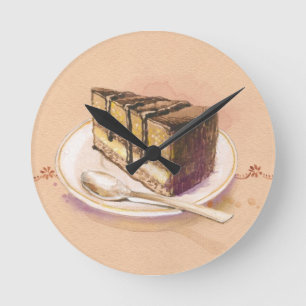 Reloj Redondo Mediano Tarjeta con pastel de acuarela pintado