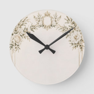 Reloj Redondo Mediano Tarjeta de Invitación de Boda de Marfil Elegante c