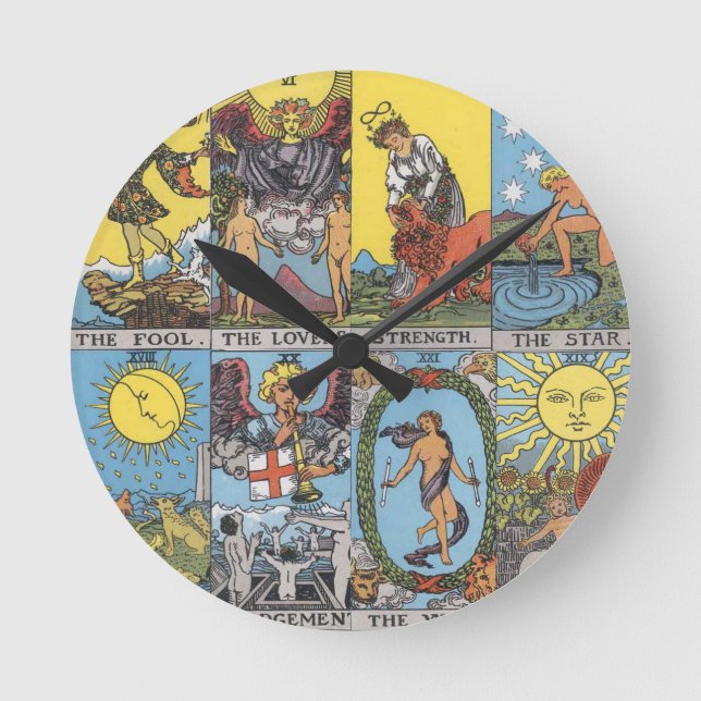 Reloj Redondo Mediano Tarot Cards Collage (Anverso)