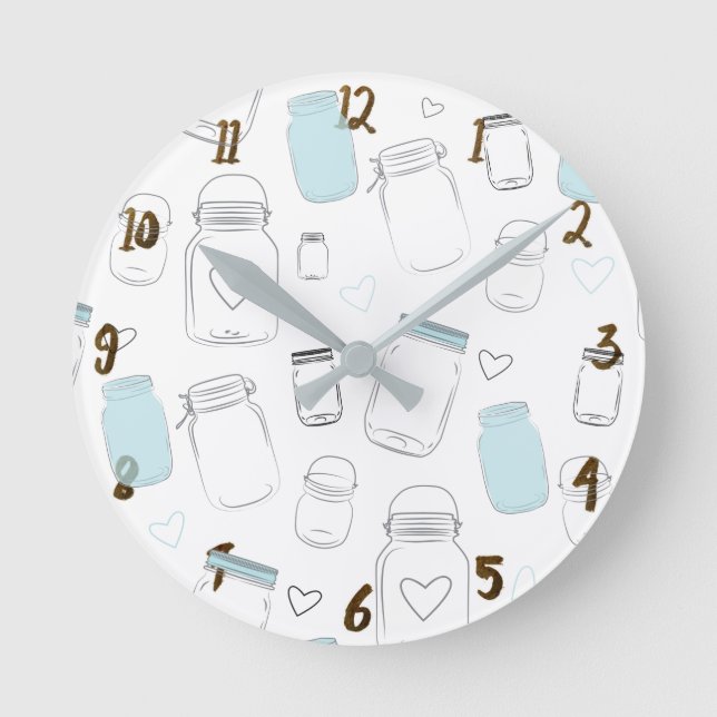 Reloj Redondo Mediano Tarros de albañil rústicos del país (Anverso)