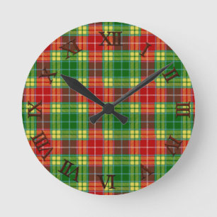 Reloj Redondo Mediano Tartán de Buchanan del clan