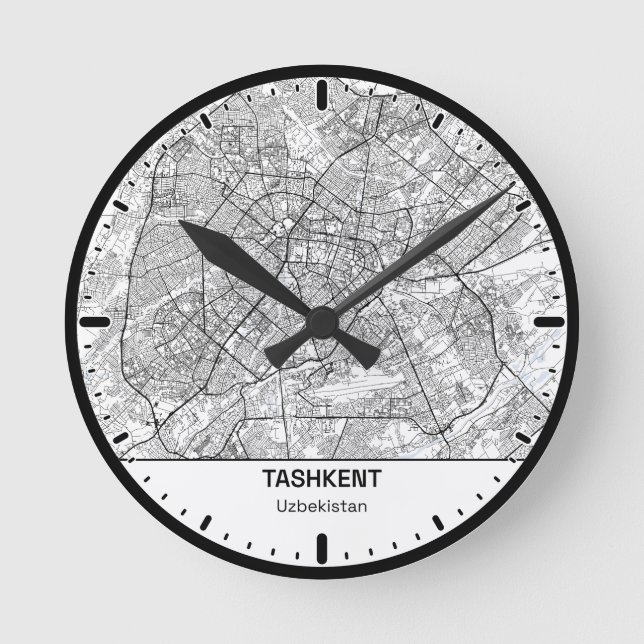 Reloj Redondo Mediano Tashkent Clock City Line Art (Anverso)