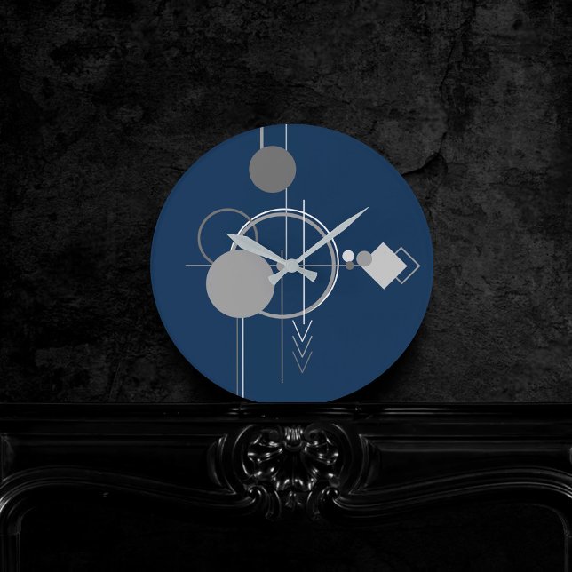 Reloj Redondo Mediano Tattoo Line Art | Gris de carbón azul de la marina (Subido por el creador)