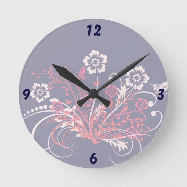 Reloj Redondo Mediano Tatuaje de flores - (Anverso)