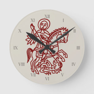 Reloj Redondo Mediano Tatuaje de la Cruz de Jerusalén del Dragón de San