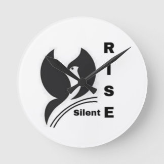 Reloj Redondo Mediano Taza De Café Negra Minimalista Con Logo De Pájaro 