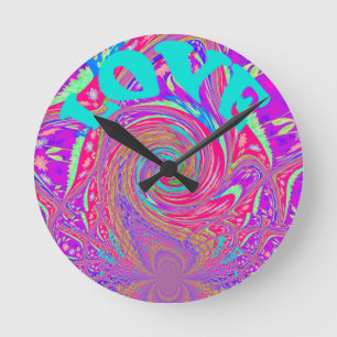 Reloj Redondo Mediano Te Amo guardar fecha Diseño de Arte de Texto Gráfi