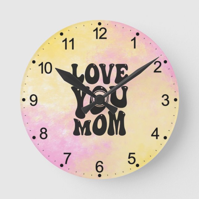 Reloj Redondo Mediano Te amo, mamá, diseño del Día de la Madre-51727 (Anverso)
